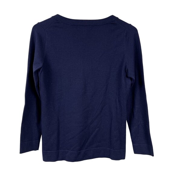 Banana Republic 82% Extra Fine Merino Navy V-Neck Sweater Size Medium - Picture 2 of 3